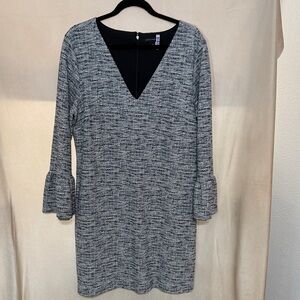 Banana Republic Tweed Knit V-Neck Dress with Bell Sleeves